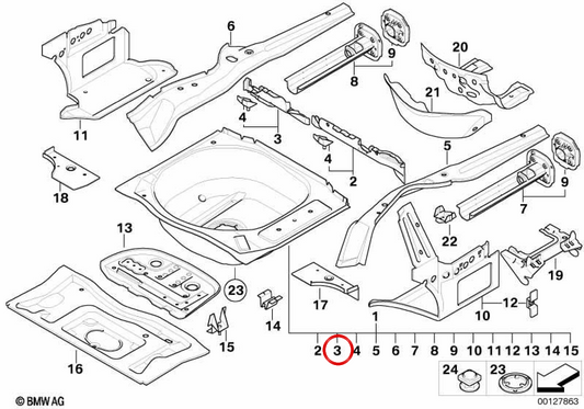 Transaño Land of Right Board OEM 41127125170 per BMW E63, E64. BMW originale.
