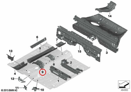 Renforcement du tunnel avant 41127391025 pour BMW F40, F70, F44, F45, F46, F48, F49, F39, F60. BMW d'origine.