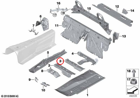 Supporto console posteriore sinistro OEM 41127473523 per BMW G29. BMW originale.