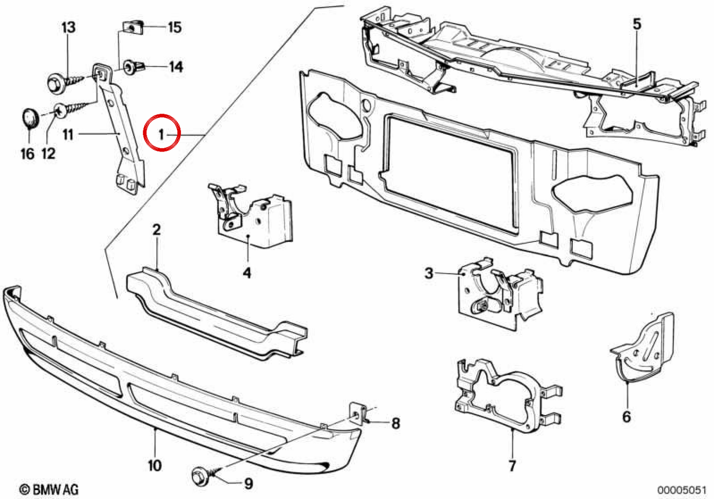 Panel frontal OEM 41131858759 para BMW E21. Original BMW.