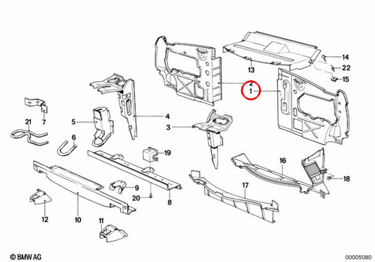 Pannello anteriore sinistro OEM 41131930989 per BMW E28. BMW originale.