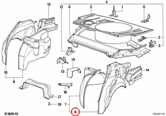 Links Innenrinker OEM 41141973893 für BMW E34. Original BMW.