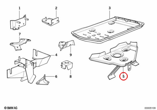 Prise en charge du plateau de batterie OEM 41141978993 pour la série BMW 5 (E34). BMW d'origine.