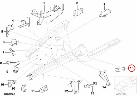 Soporte para chapa térmica OEM 41142490382 para BMW E36 y Z3. Original BMW.
