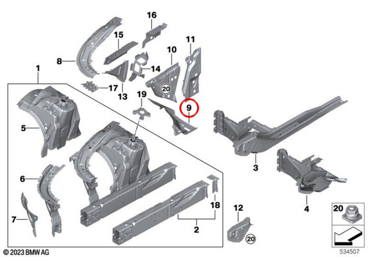 Oltín/iz posteriore sfreghi OEM 41145A37981 per BMW G70. BMW originale.