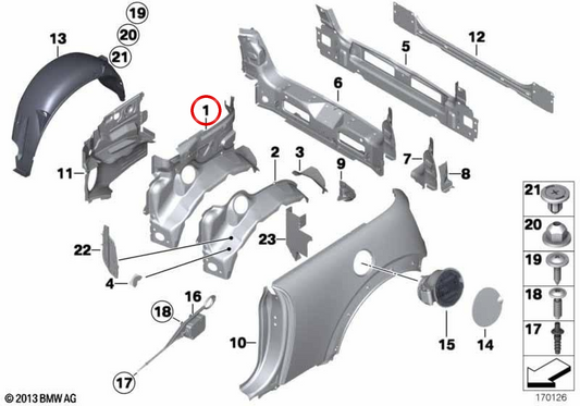 Passage de roue arrière droit OEM 41147144512 pour MINI Cabrio R52 (11/2002 - 07/2008). MINI d'origine.