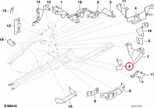 OEM 41148151502 Klimaanlage Saugrohrstütze für BMW E36 und Z3. Original BMW.