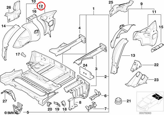 Macchie interne di destra OEM 41148413378 per BMW E36 e Z3. BMW originale.