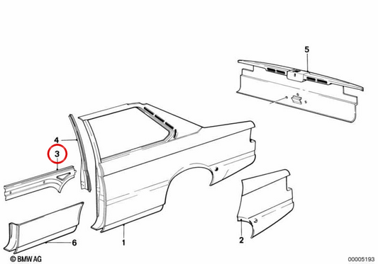 OEM 41211846664 Moldagem Traseira Direita para BMW E21. BMW genuíno.
