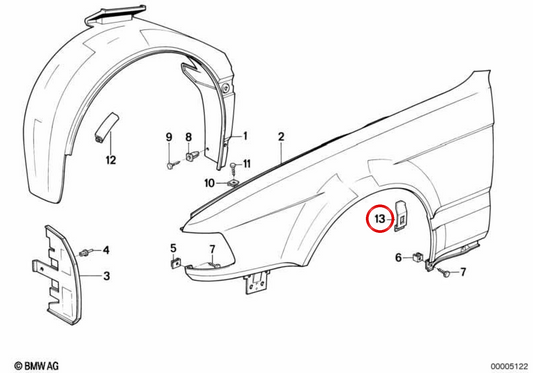 Seitenkörperstütze OEM 41211950694 für BMW E32. Original BMW.