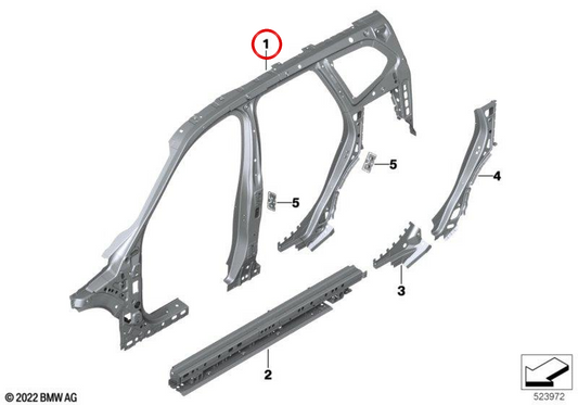Structure latérale centrale droite OEM 41215A06024 pour BMW U11. BMW d'origine.