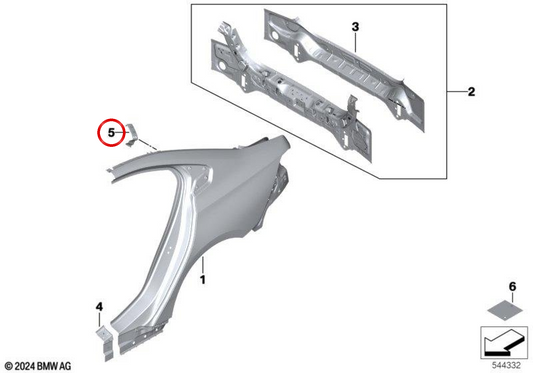 Rinforzo PILA C OEM 41215A5C8B4 per BMW G60, G90. BMW originale.