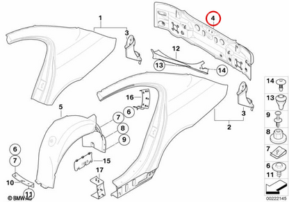 Complete rear lining OEM 41217111263 for BMW E60, E61. Original BMW.