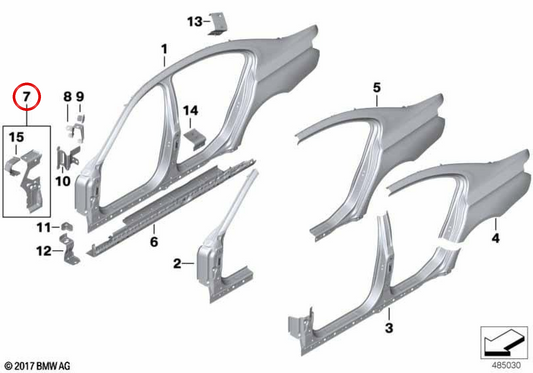 Pilar to Left Outdoor OEM 41217204483 pour BMW F01, F02, F04. BMW d'origine.