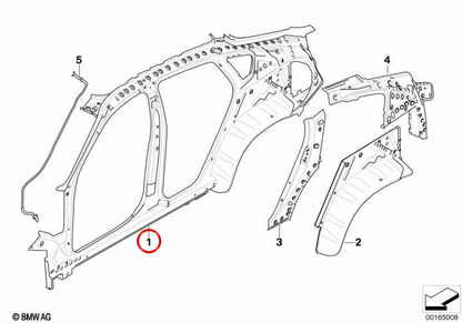 Left lateral internal structure OEM 41217207167 for BMW E71, E72. Original BMW.