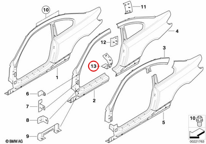 Rinforzo sinistro OEM 41217275561 per BMW E92, E93. BMW originale.