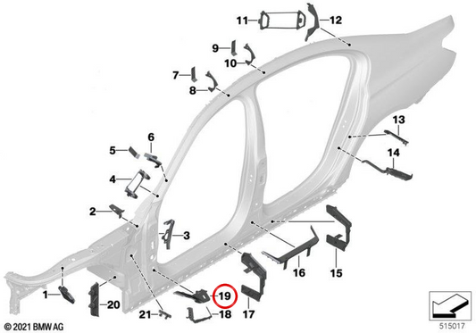 Rechte Innenauskleidung der Säule unteren OEM 41217330224 für BMW G11, G12. Original BMW.