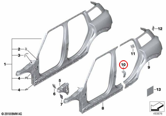 Plaque de renfort de tablier droit OEM 41217474058 pour MINI Countryman F60, F60 LCI. MINI d'origine.