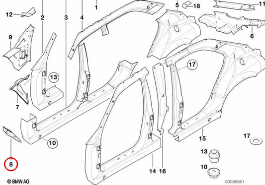 Cerradero puerta izquierda OEM 41218170411 para BMW E38. Original BMW.
