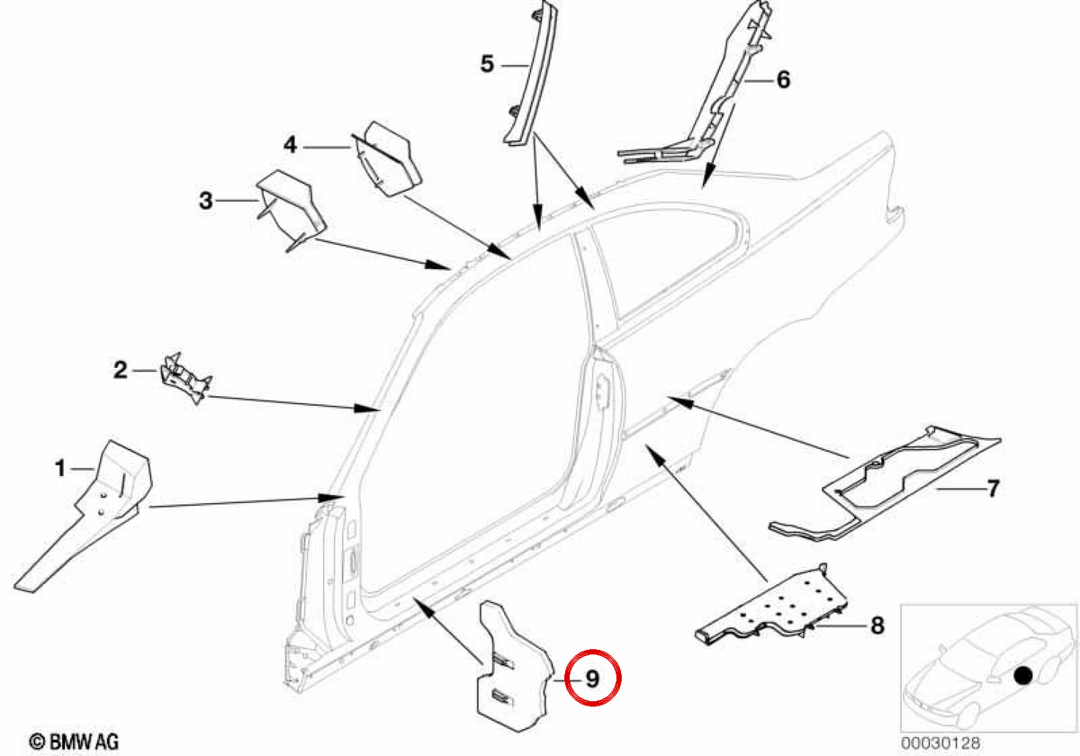 Front input embellisher OEM 41218208594 for BMW E46. Original BMW.