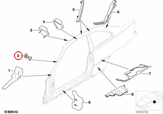 PUETEANGUAS Side Cover OEM 41218215730 für BMW E46. Original BMW.