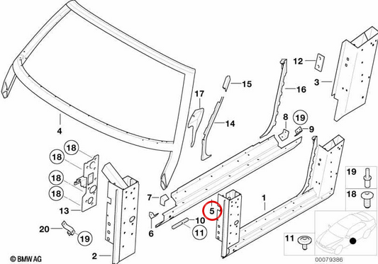 Linker Außenbügel OEM 41218265677 für BMW E52. Original BMW.