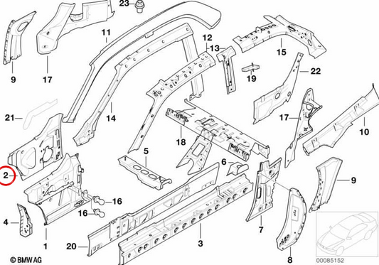 Pilier intérieur enracinant une loi OEM 41218398678 pour BMW E36. BMW d'origine.