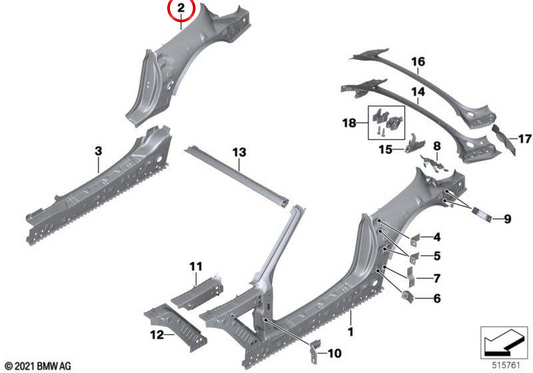 PILA B OUTTER SINISTRA OEM 41218499013 per BMW G29. BMW originale.
