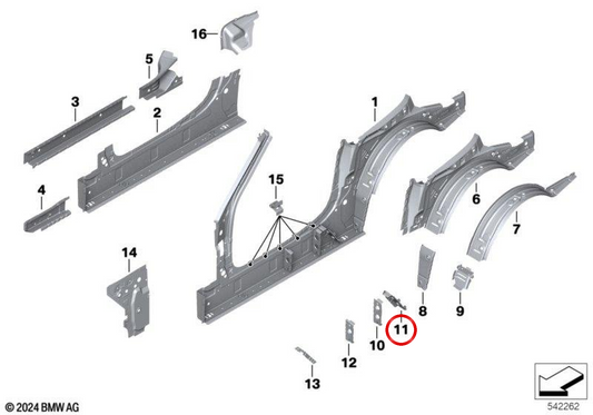 Placa de suporte do macaco esquerdo OEM 41218499021 para BMW G29 Z4. BMW genuíno.