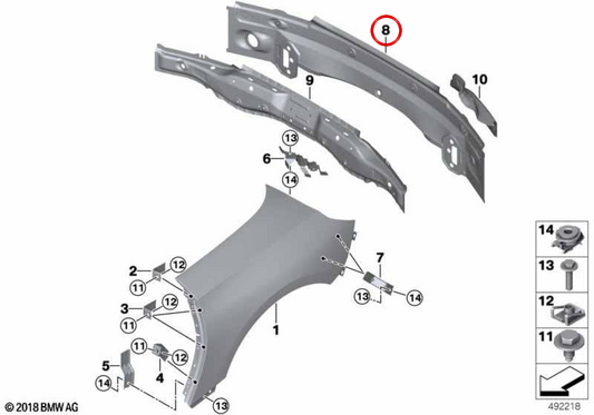 OM 41218499045 Chalable arrière extérieur pour BMW G29. BMW d'origine.