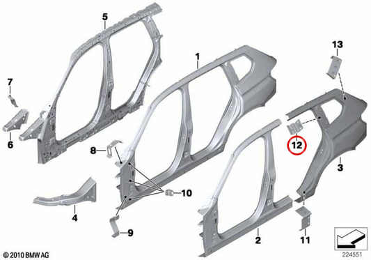 Izquierdo c pilar c foglio 41219240057 per BMW F25. BMW originale.