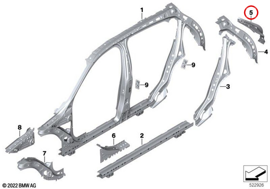 Refuerzo del alojamiento del piloto trasero izquierdo OEM 41219498377 para BMW F40, F70. Original BMW.