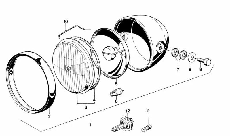 Faro delantero OEM 63121243533 para BMW E30. Original BMW.