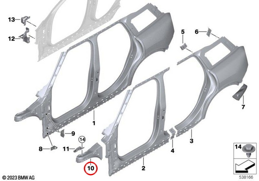 Innenstütze des linken Vorderrads OM 41305A52CC7 für BMW U11, U12, U10, U25. Original BMW.