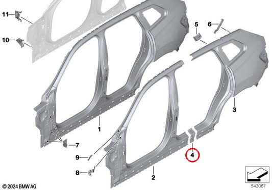 Plaque de renfort de tablier droit OEM 41305B3F2E4 pour BMW X3 (G45). Véritable BMW.