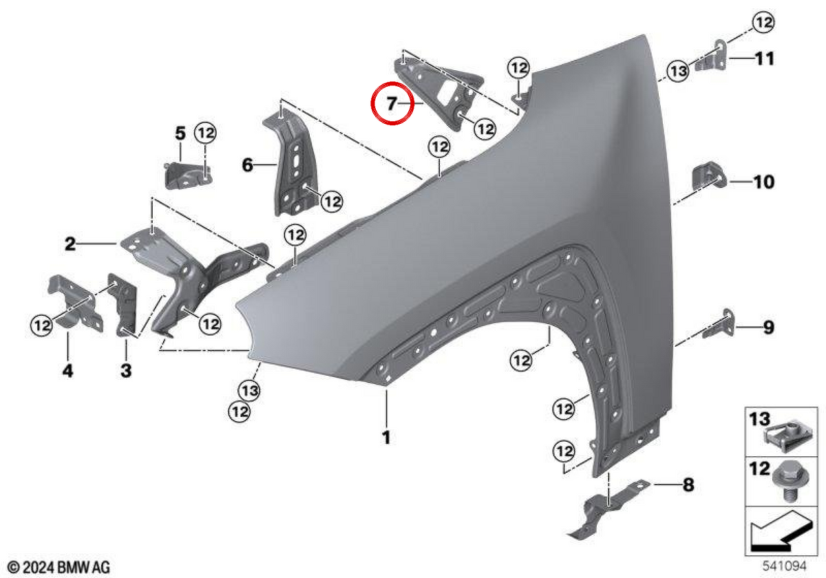 Side wall support column A right OEM 41309644200 for MINI Aceman J05. Original MINI.