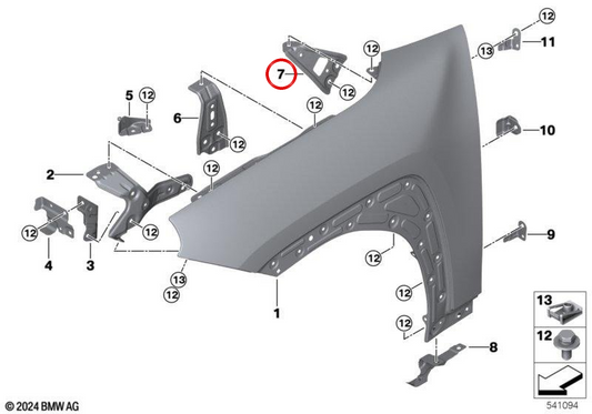 Colonna supporto parete laterale A destra OEM 41309644200 per MINI Aceman J05. MINI originale.