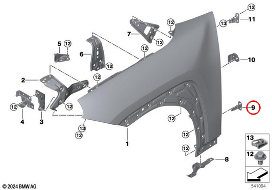 Lower right side wall support OEM 41309644208 for MINI Aceman J05, JCW Aceman E. Original MINI.