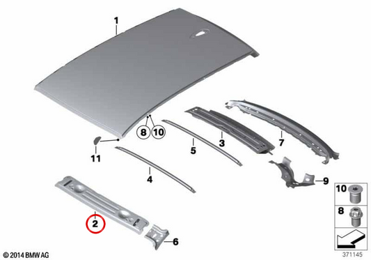 Copertina superiore del firewall OEM 41327284367 per BMW F20, F21. BMW originale.