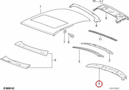 Estrutura inferior da janela traseira OEM 41328119734 para BMW E36 (todos os modelos). BMW genuíno.