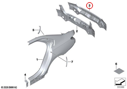 Painel externo do para-choque traseiro OEM 41345A37AA9 para BMW G70. BMW genuíno.