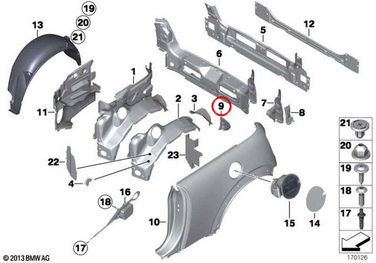 Suporte da dobradiça do capô traseiro esquerdo OEM 41347137949 para MINI Cabrio R52 (2002-2008). MINI originais.