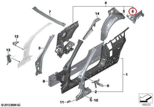 Muraude côté arrière gauche OEM 41347347107 pour BMW F33, F83. BMW d'origine.