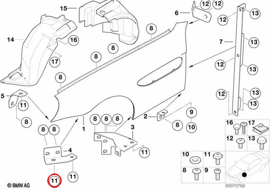 Vite esagonale con lavatrice OEM 41357007125 per BMW E52. BMW originale.