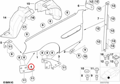 Supporto interno OEM 41357011645 Sfigni per la BMW E52. BMW originale.