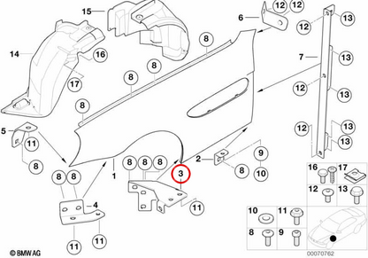 OEM 41357011647 left front wheel step for BMW E52. Original BMW.