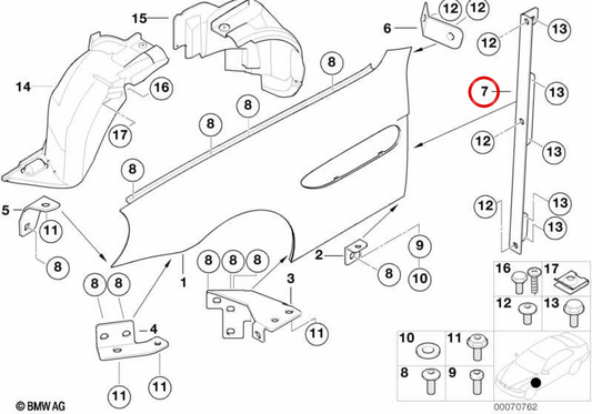 Pilar Assembly Flansch OEM 4135701166 für BMW E52. Original BMW.