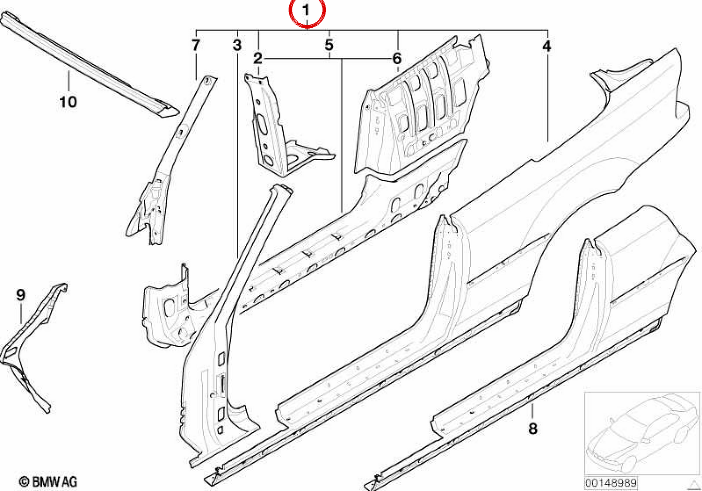 SeiTengerippe Izquierdo OEM 41357894537 per BMW E46. BMW originale.