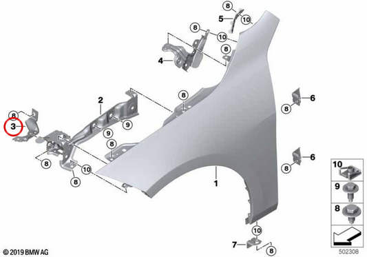 Traversa laterale anteriore destra OEM 41359631558 per BMW F70, F74 Gran Coupé, F78 Gran Coupé. BMW originale.