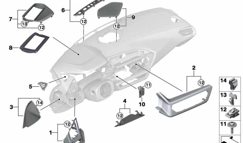 Embellecedor inferior consola central OEM 51456807478 para BMW Z4 G29. Recambio original BMW.